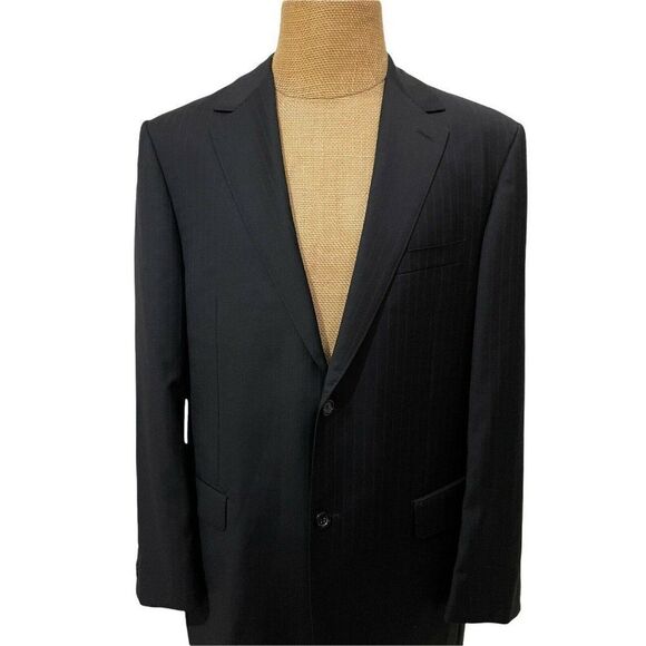 JOSEPH BACH Sartoriale Sports Coat Gray Blue Striped 100% Wool Size 44 L Long‎ - Picture 3 of 11